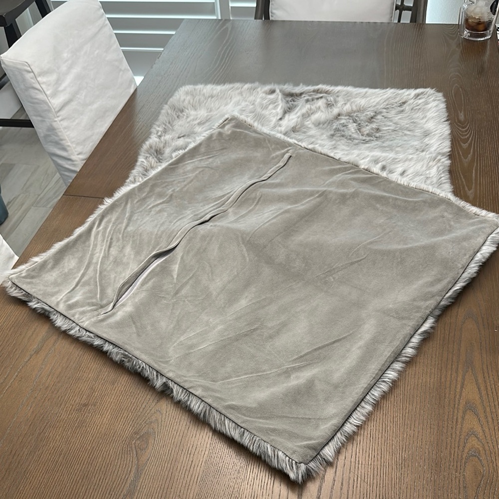 Luxurious Faux Fur Throw Pillow Cover - Gray - Picture 3 of 3